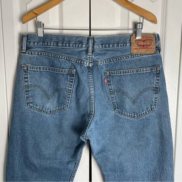 Levi’s 505 Straight Fit Jeans Men’s 36x29 (actual 35x26) Blue Casual *Hemmed* - Picture 5 of 14